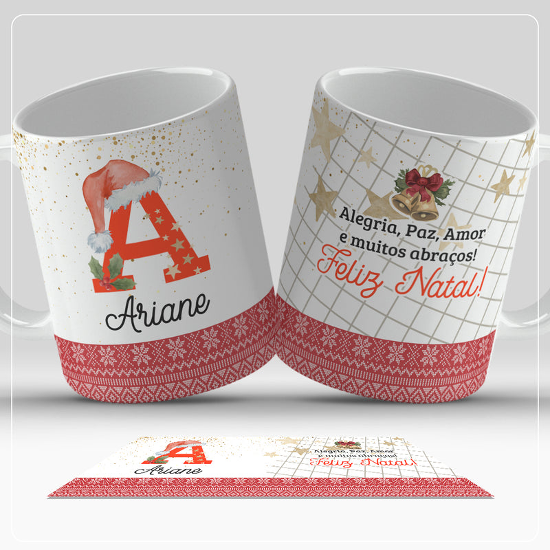 Caneca de Natal Com Inicial do Nome