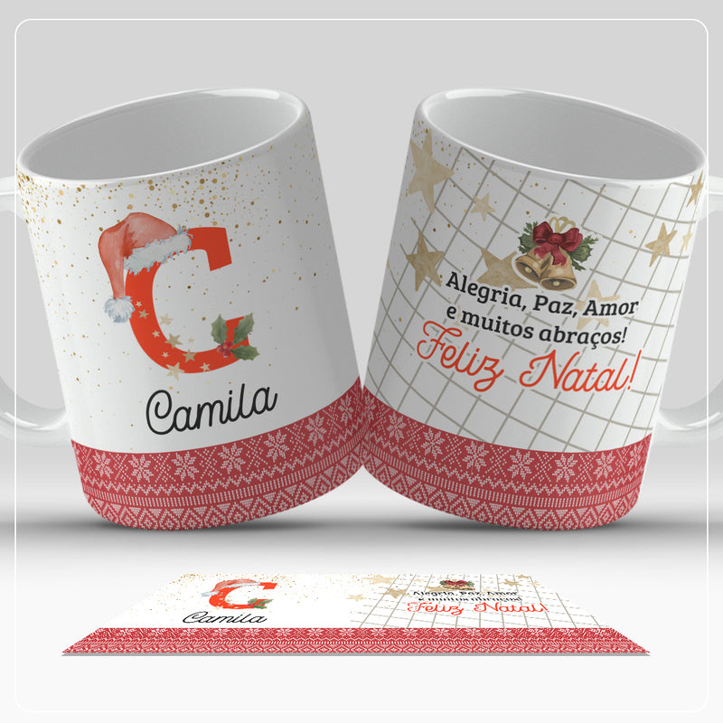 Caneca de Natal Com Inicial do Nome