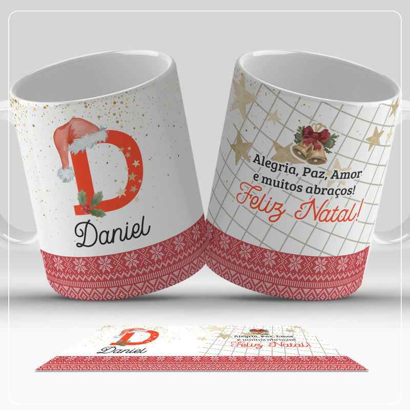 Caneca de Natal Com Inicial do Nome