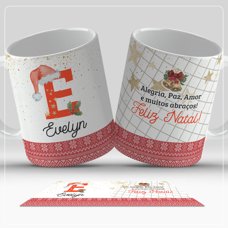 Caneca de Natal Com Inicial do Nome