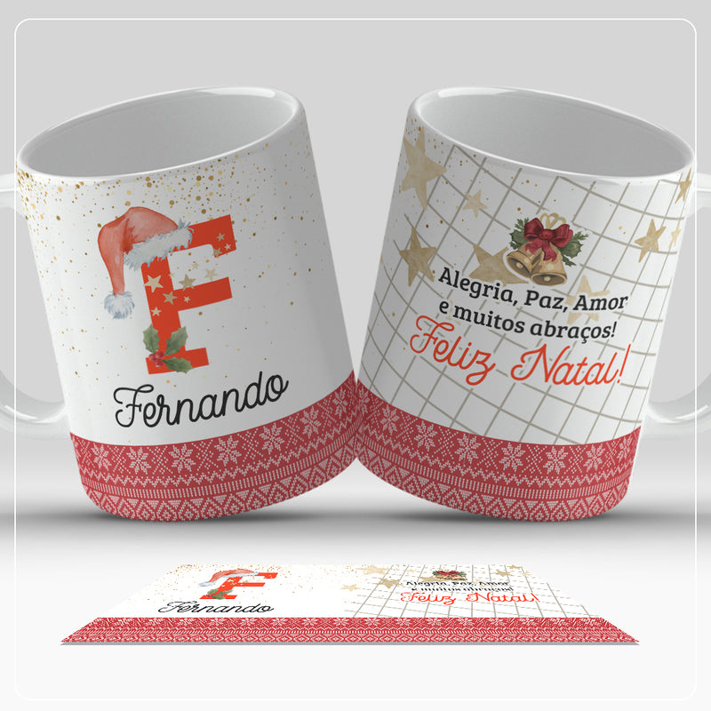 Caneca de Natal Com Inicial do Nome