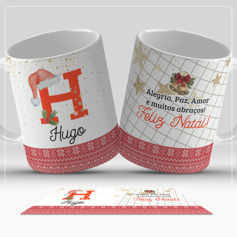 Caneca de Natal Com Inicial do Nome