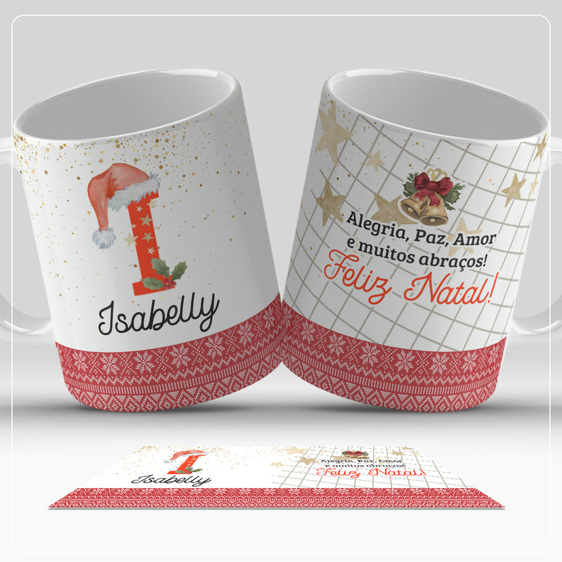 Caneca de Natal Com Inicial do Nome