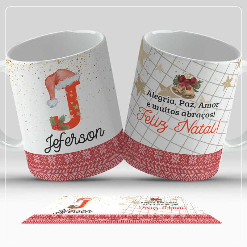 Caneca de Natal Com Inicial do Nome