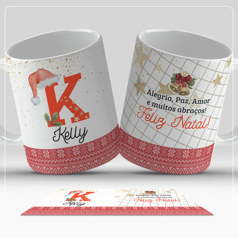 Caneca de Natal Com Inicial do Nome