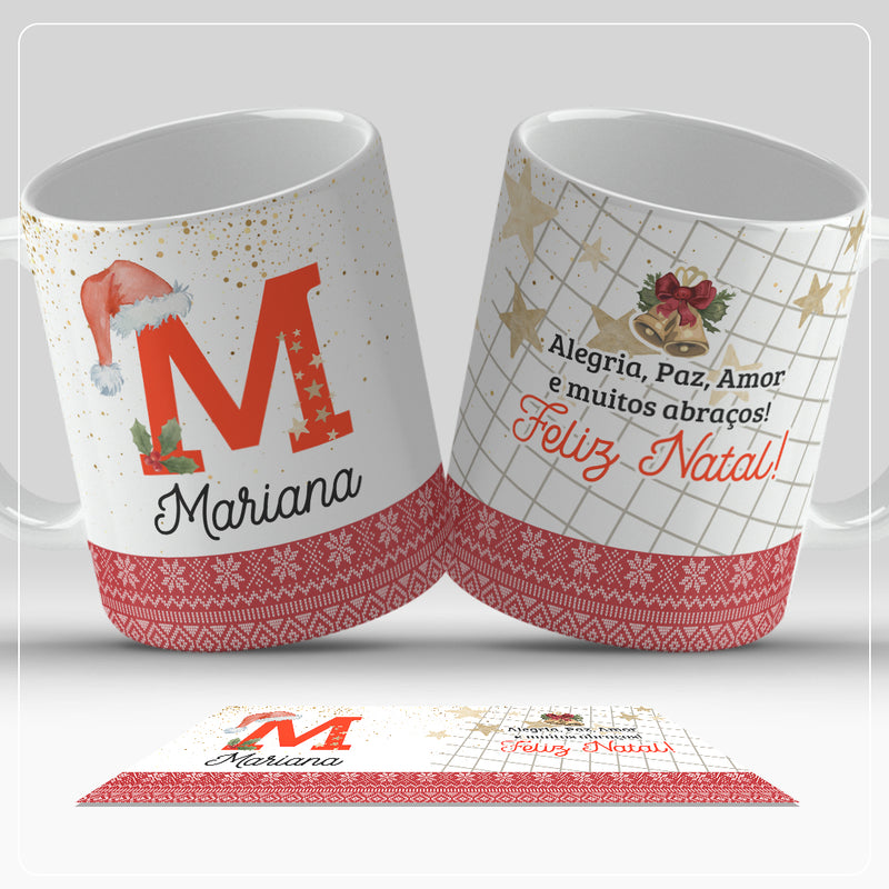 Caneca de Natal Com Inicial do Nome