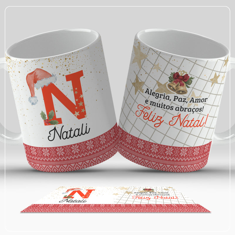 Caneca de Natal Com Inicial do Nome