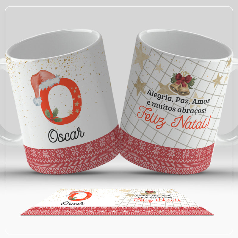 Caneca de Natal Com Inicial do Nome