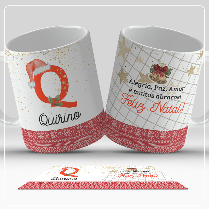 Caneca de Natal Com Inicial do Nome