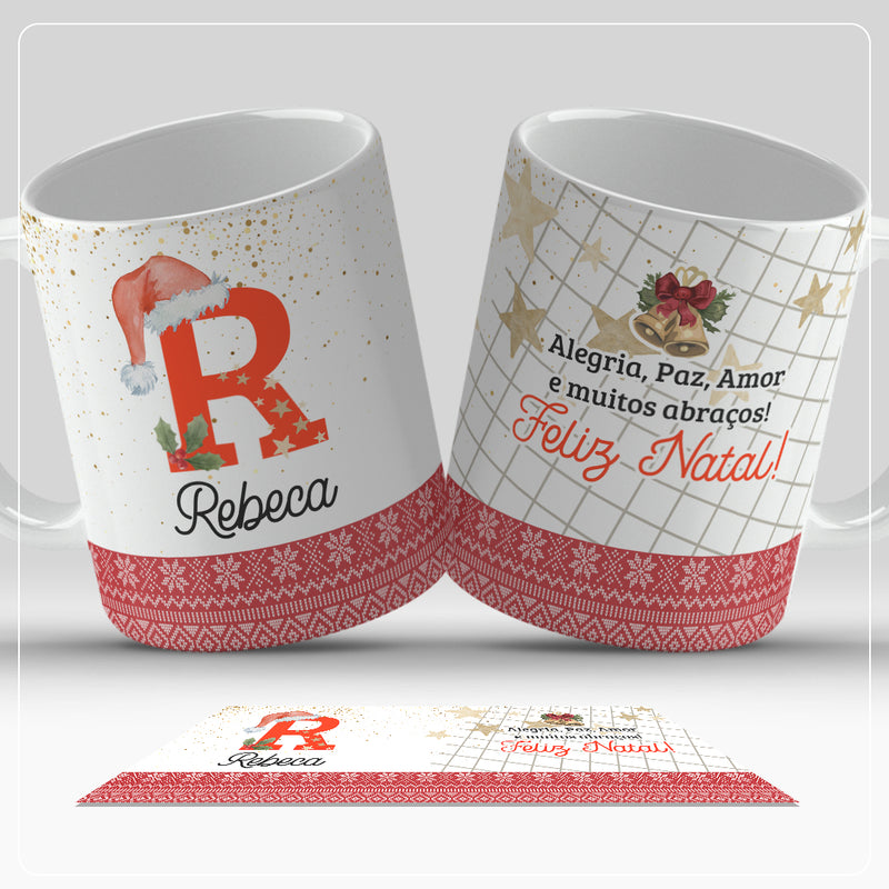 Caneca de Natal Com Inicial do Nome