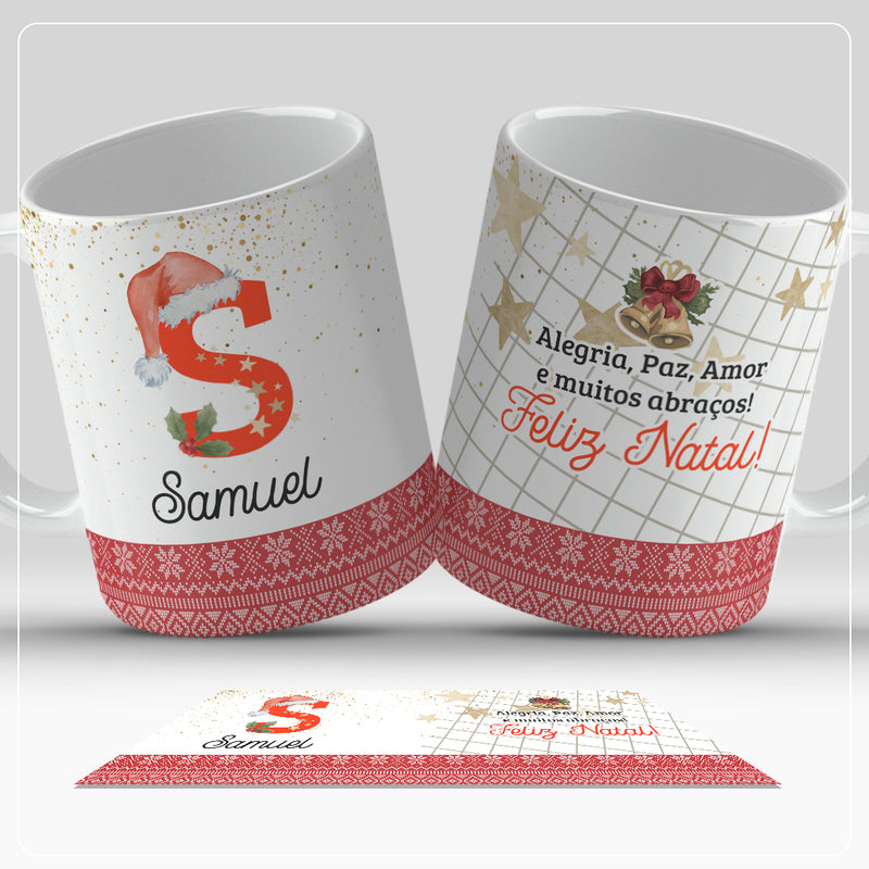 Caneca de Natal Com Inicial do Nome