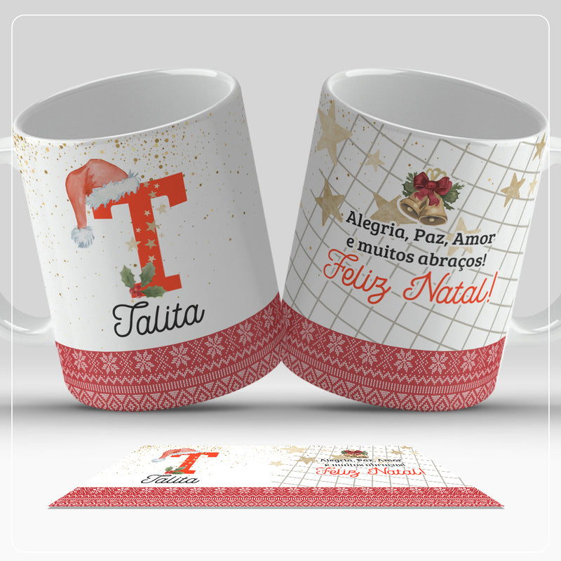 Caneca de Natal Com Inicial do Nome