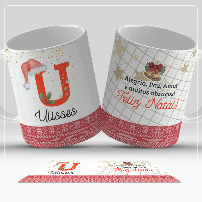 Caneca de Natal Com Inicial do Nome