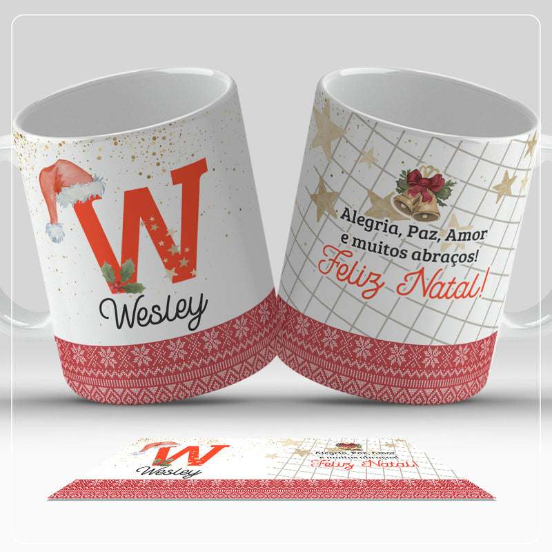 Caneca de Natal Com Inicial do Nome