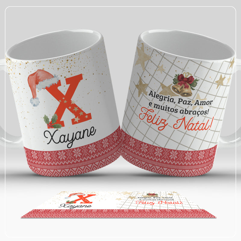 Caneca de Natal Com Inicial do Nome