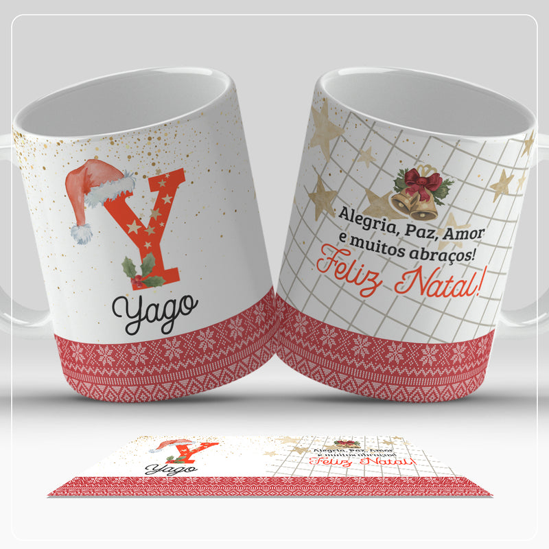 Caneca de Natal Com Inicial do Nome