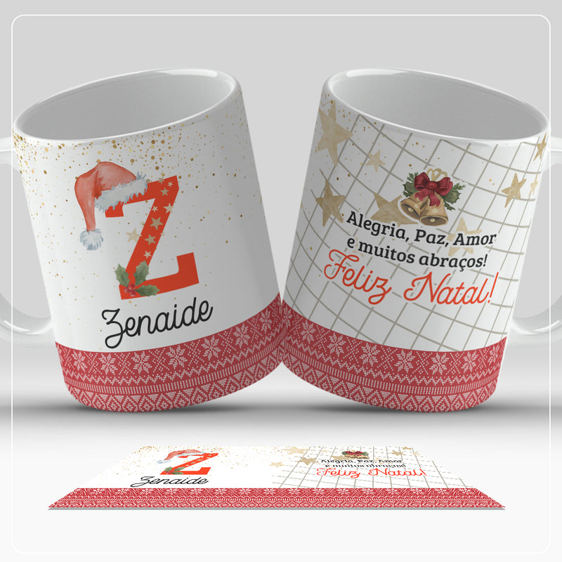 Caneca de Natal Com Inicial do Nome