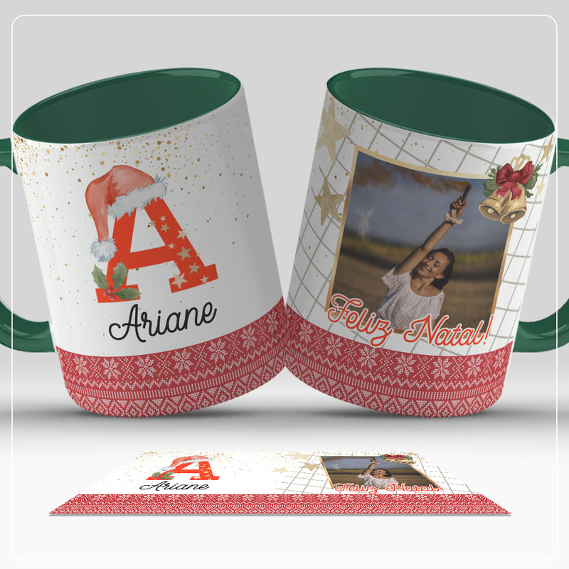 Caneca de Natal Com Inicial do Nome